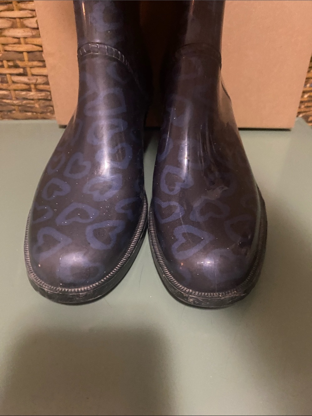 GUC Marc by Marc Jacobs made in Italy black blue hearts Rain Boot EU 40 us 9 1/2 - Picture 6 of 8